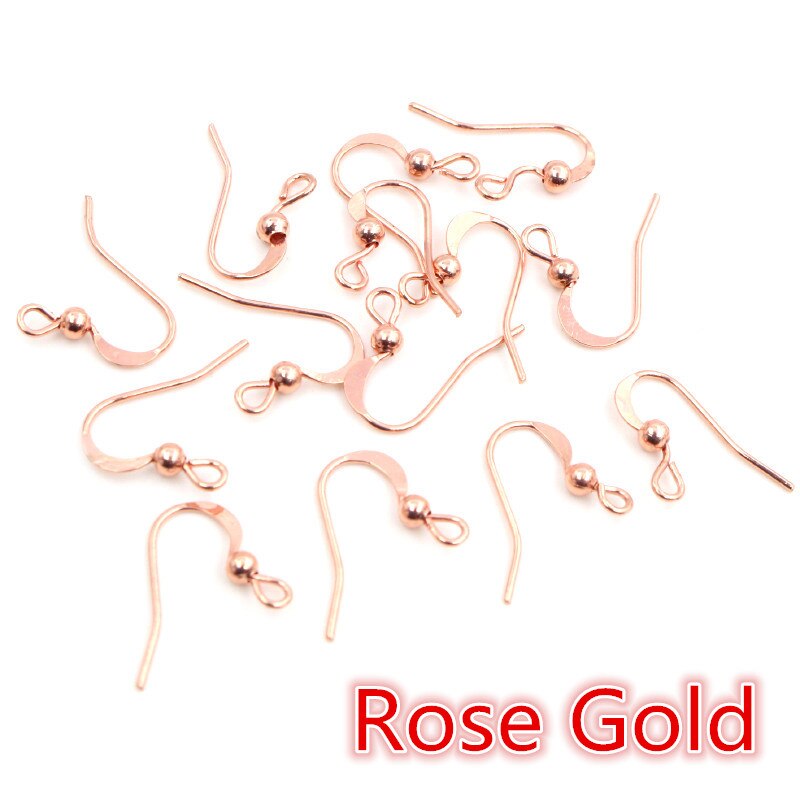 100 unids/lote 19x18mm DIY pendientes hallazgos pendientes cierres ganchos accesorios DIY joyería hacer accesorios gancho de latón joyería: Rose Gold