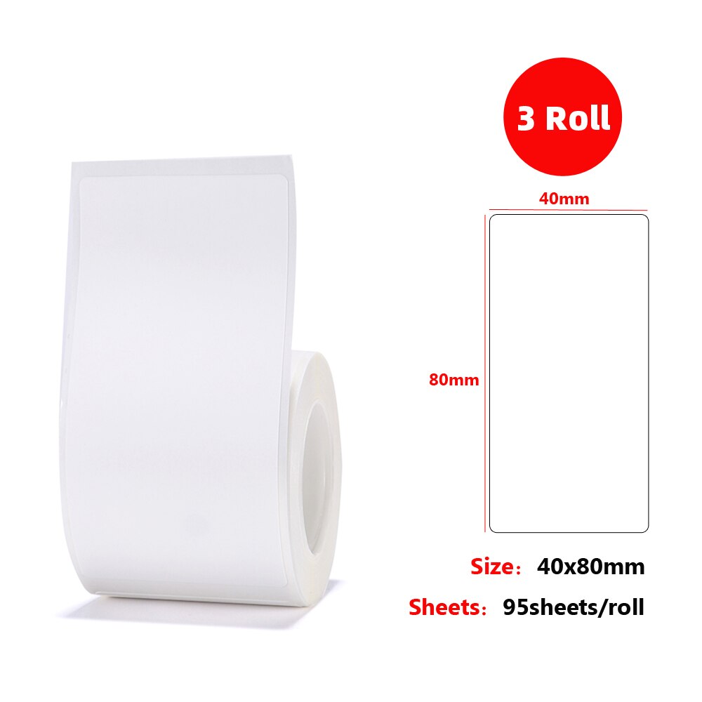 3 Roll Self-Adhesive Label Paper Multi-Purpose Printable Sticker Labels for Niimbot B3S/B11/B21 Thermal Printer Thermal Paper: 40x80 3 Roll