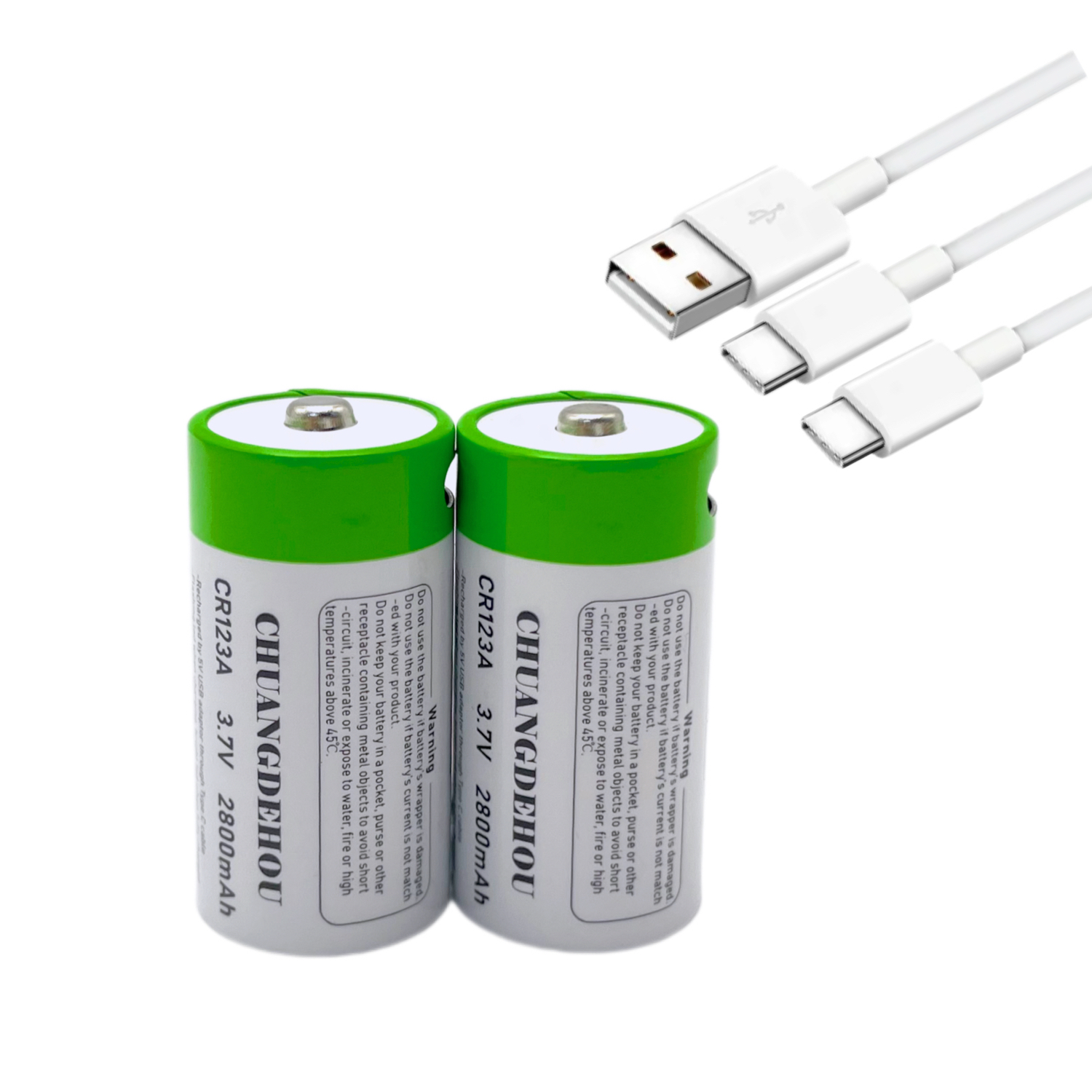 Wiederaufladbarer Akku Cr123A, 3,7 V Lithium-Ionen Cr123A/16340, geeignet für LED-Taschenlampen, Reise-Wandbatterie, Typ-C-USB-Kabel, schnelles Aufladen: Beige