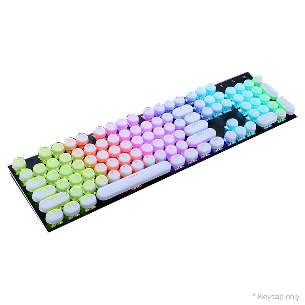 104Pcs/Set Translucent Key Cap Cover Mechanical Keyboard Keycaps Replacement: White Circle