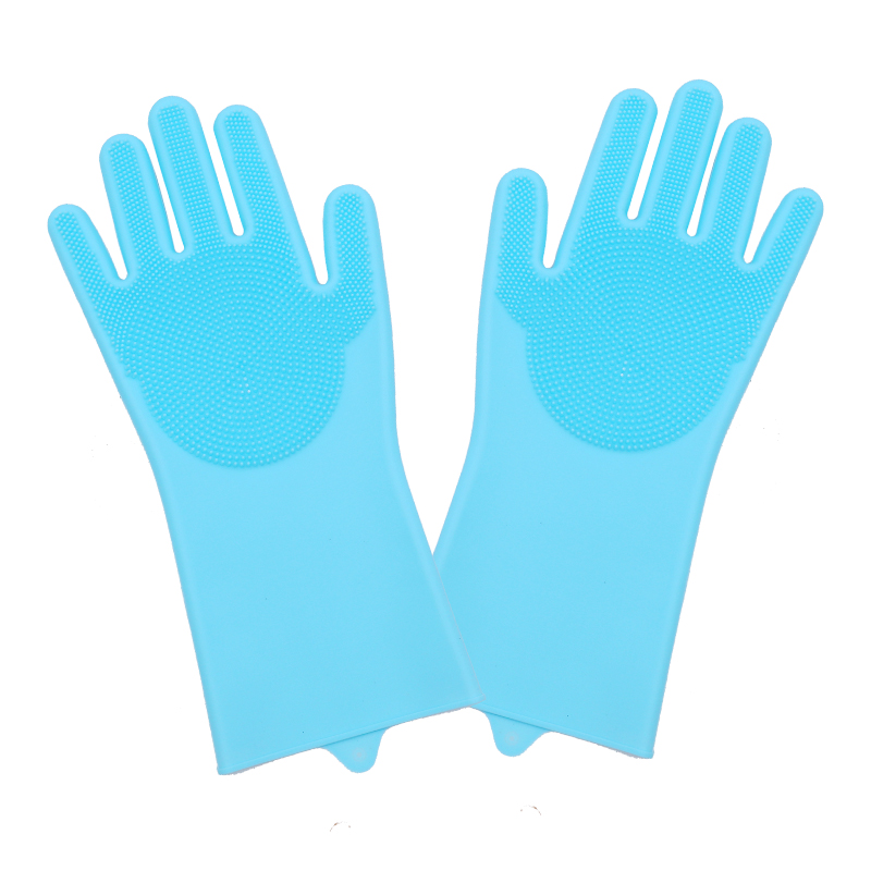 Gants de nettoyage de la vaisselle, éponge en caoutchouc de Silicone, épurateur ménager, outils de nettoyage de cuisine, directe: Blue