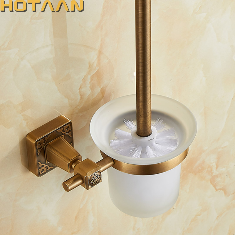 Antiker Messingfarbener, ein der Zauberstab montierter, rostfreier Toilettenbürstenhalter aus massivem Aluminium für Badezimmer-Accessoires-einstellen, Badeprodukte