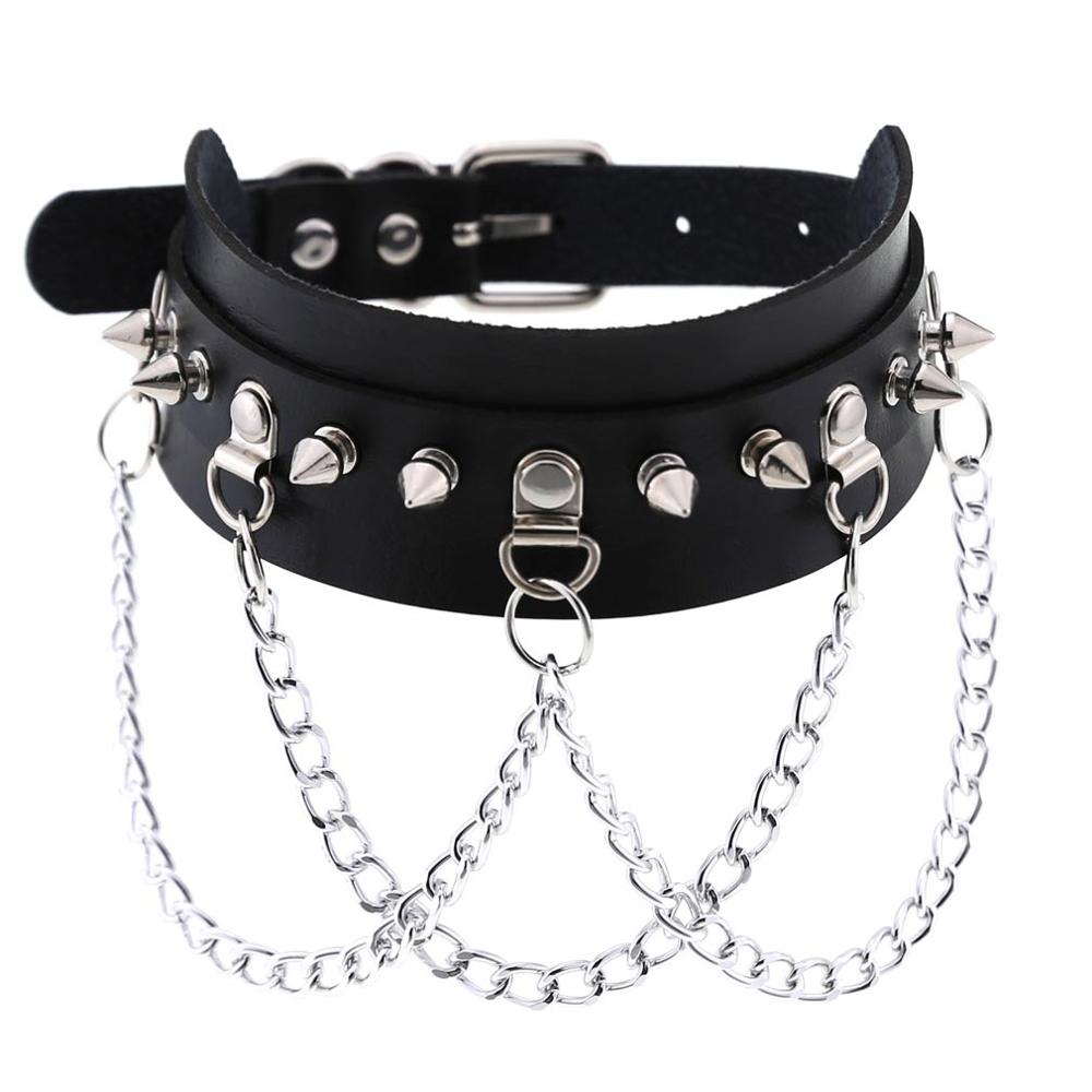 Punk Goth Choker Chain Studded Rivet Pu Leather Collar Spike Choker Necklace Chocker Cool Gothic Jewelry Accessories