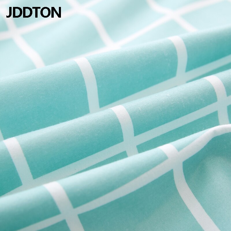 JDDTON Home Textile Fresh Mint Green Plaid Bedding Sets Bed Linen Duvet Cover Set AB Side Bed Sheet Pillowcase Cover BE088