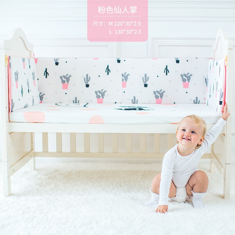 Baby Crib Beschermen Crib Bumpers Baby Bed Bumper Katoen Pasgeboren Afneembare Kinderbedje Protector Hek 120*30*2.5cm Kinderkamer Decor: Pink cactus