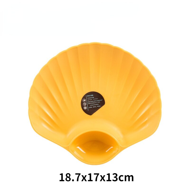 4/6PCS Japanese Vomit Bone Plate Shell Multi-purpose Snacks Dish Fastfood Snack Plate of Fruit Bowl Plastic Tray: yellow / 4 pcs