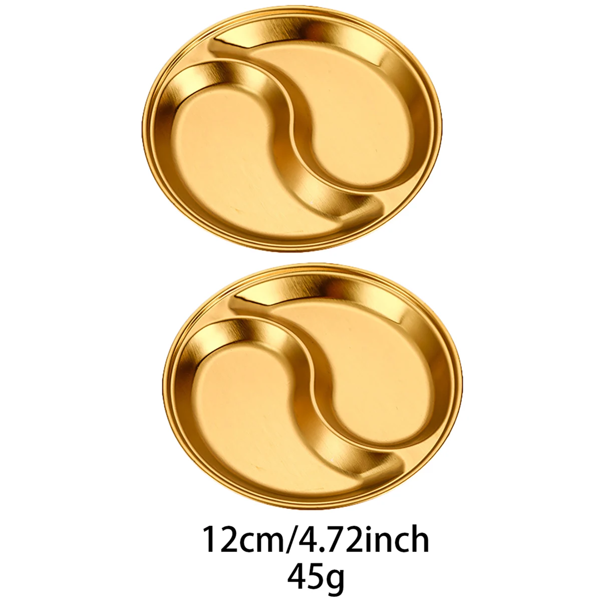 2pcs/set Korean Style Barbecue Dipping Dish Stainless Steel Circular Grid Plate Thickened Golden Sauce Dish Snack Plate: Silver