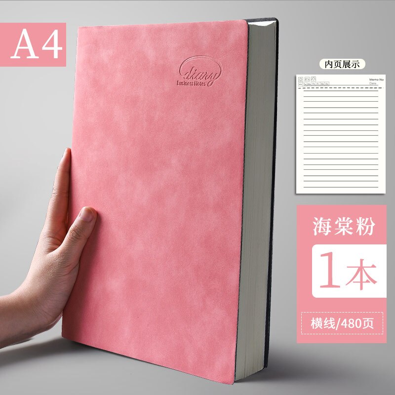 Notesbog  a4 fortykket stor virksomhed super tykt gitter blankt gitter dagbog cuaderno notesbøger og tidsskrifter libretas zeszyt caderno: Lyserød streg