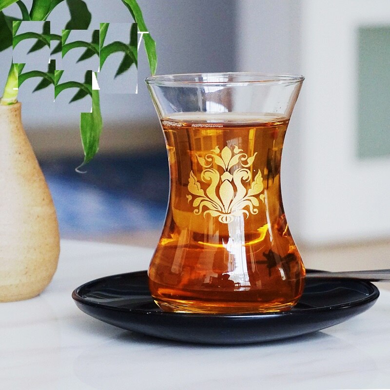 Juldekorationer för hem turkiet importer glas kaffekopp svart te kopp te set dryck kopp med fat set hushållssked
