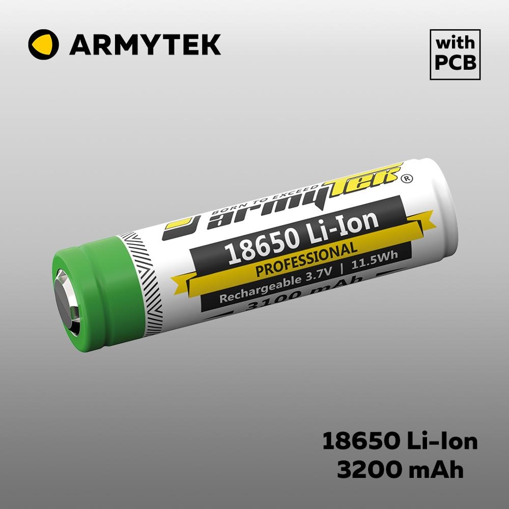 Armytek 18650 Li-Ion Batterij 3200 Mah Oplaadbare Batterij Beschermd Voor Zaklamp/Torch Alleen