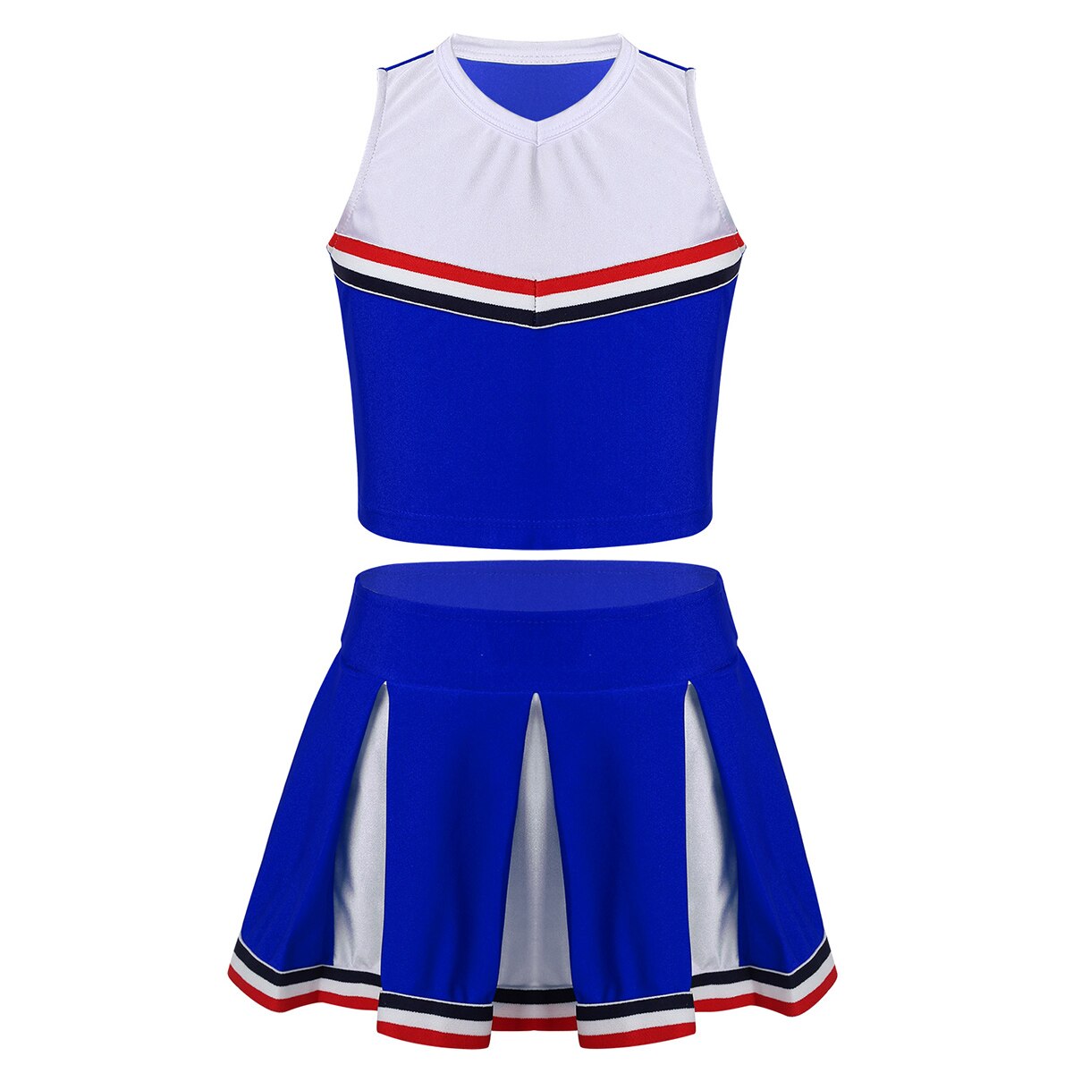 Kids Meisjes Cheerleader Kostuum Cheerleading Dans Outfit Mouwloze Crop Top Met Geplooide Rok Set Voor School Stage Performance