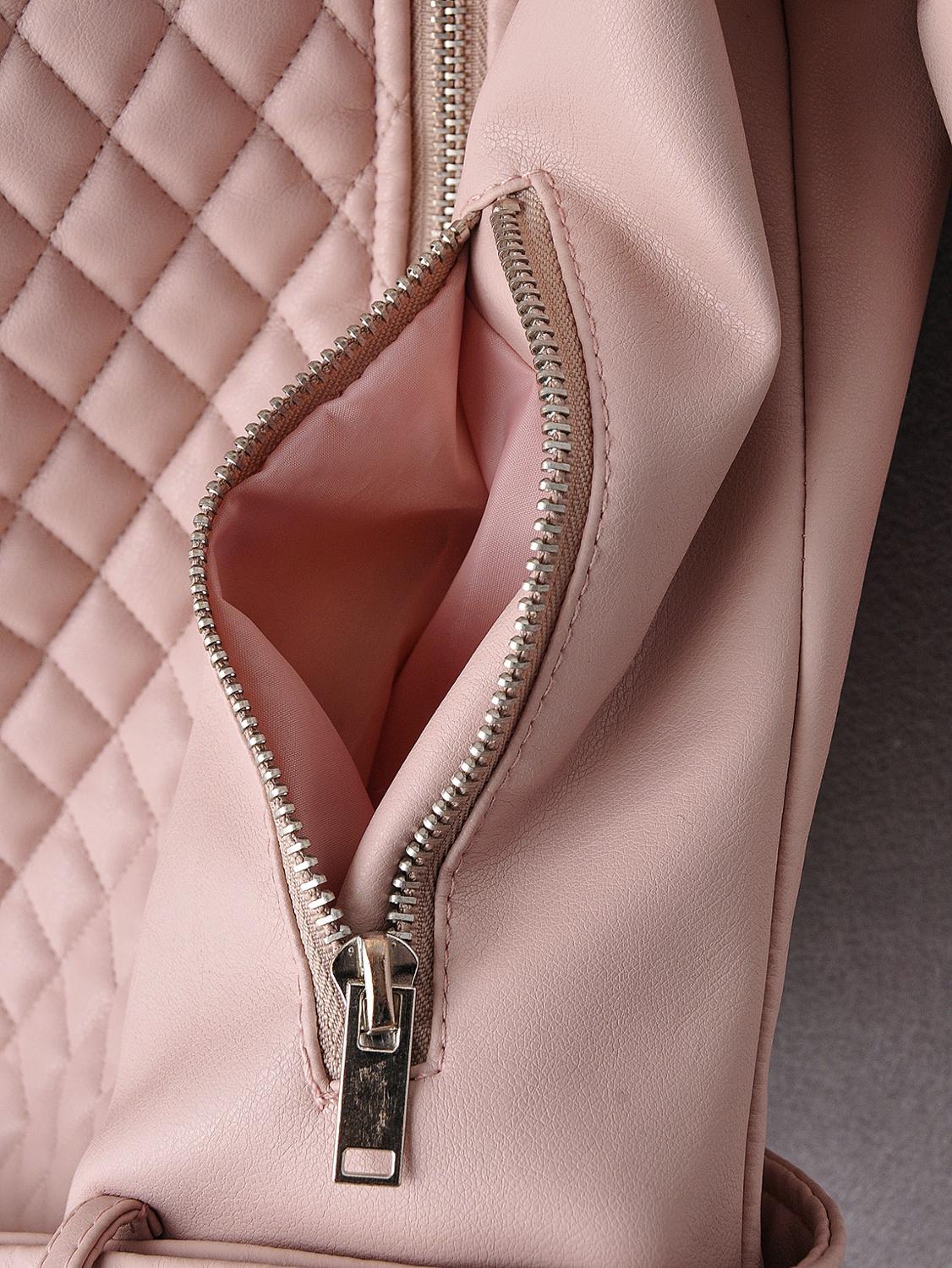 Women Spring Autumn Soft Faux Leather Jackets Lady Motorcyle Zippers Biker Pink Coats Black Outerwear