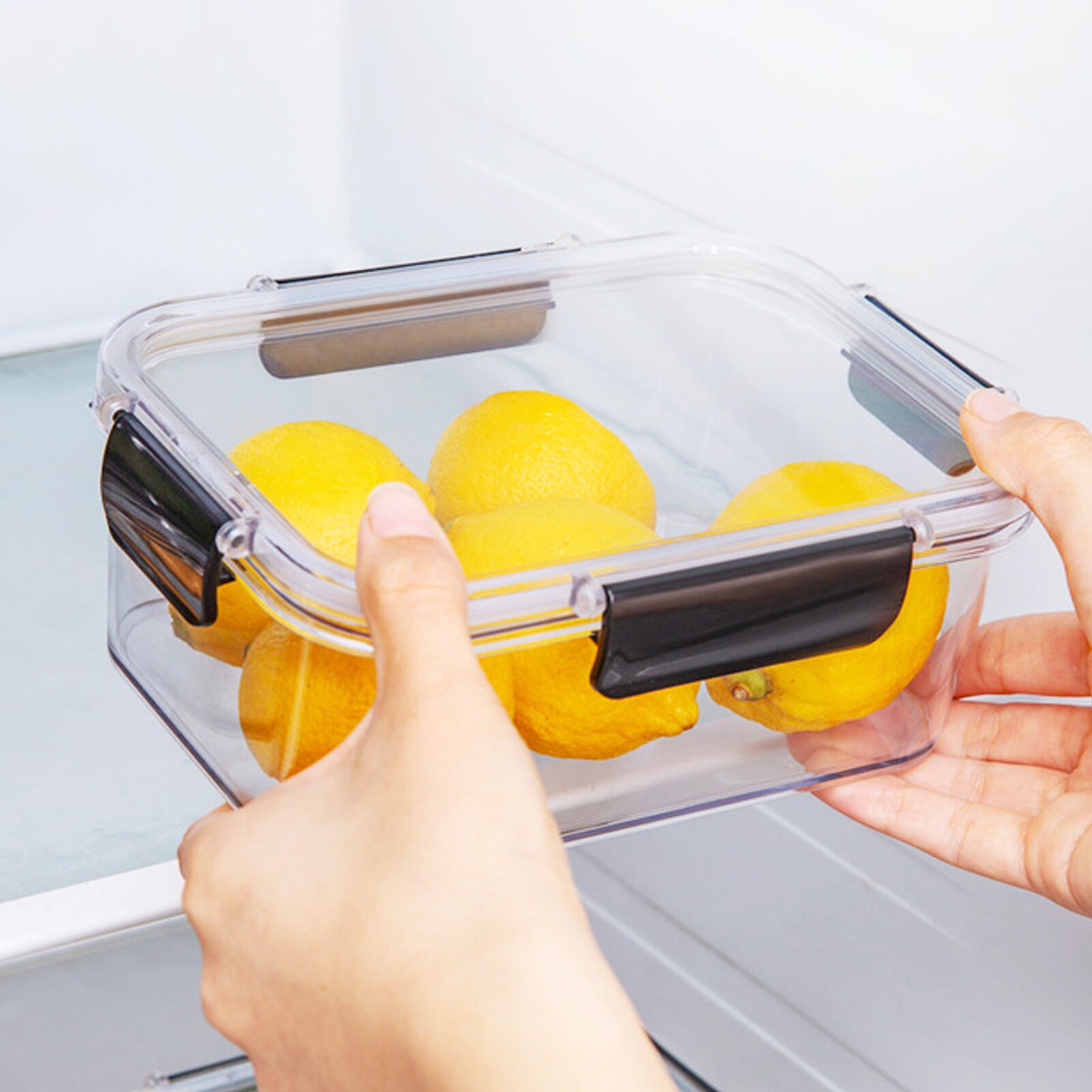 1100ml 800ml Fresh-keeping Box Transparent Glass Kitchen Refrigerator Sealed Box Fruit Vegetables Meat Food Storage Container