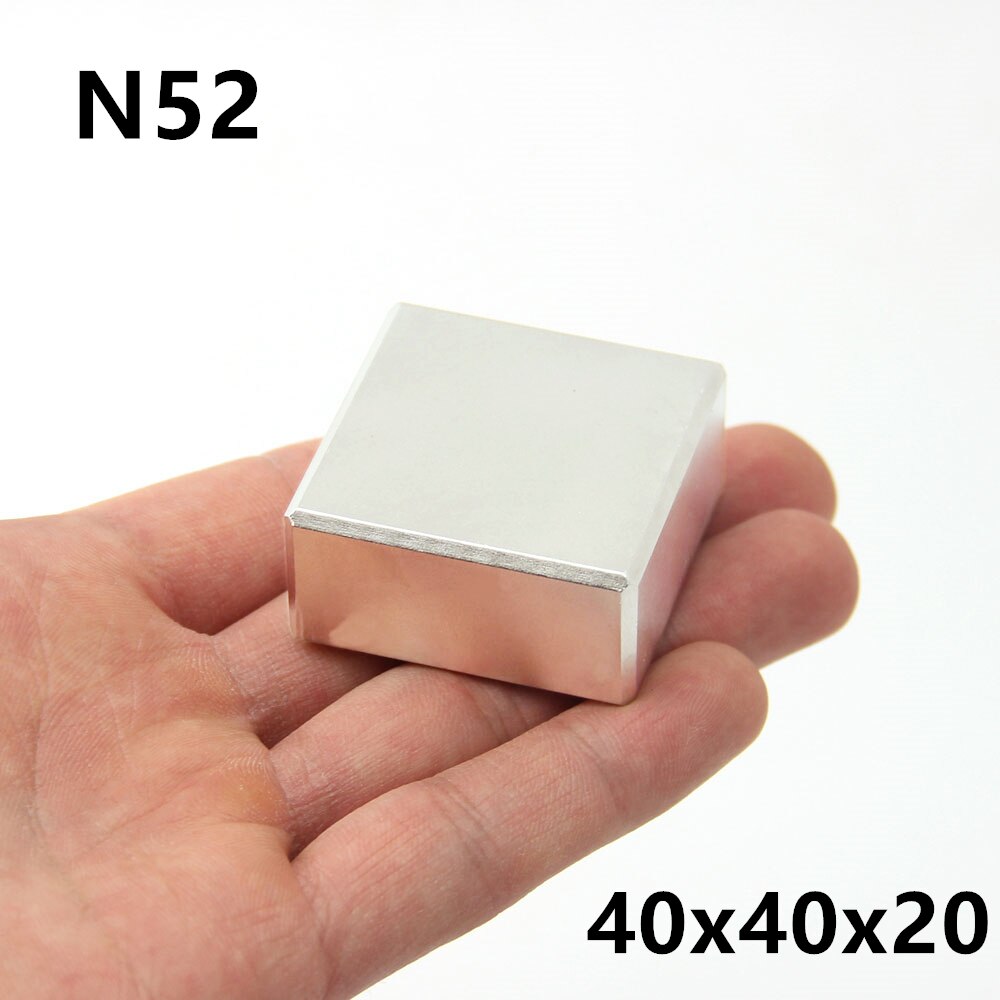 1 Pcs Blok 40X40X20 Mm/50X50X30 Mm Super Krachtige Sterke Zeldzame earth Blok Ndfeb Magneet Neodymium N52 Magneten: N52 40x40x20