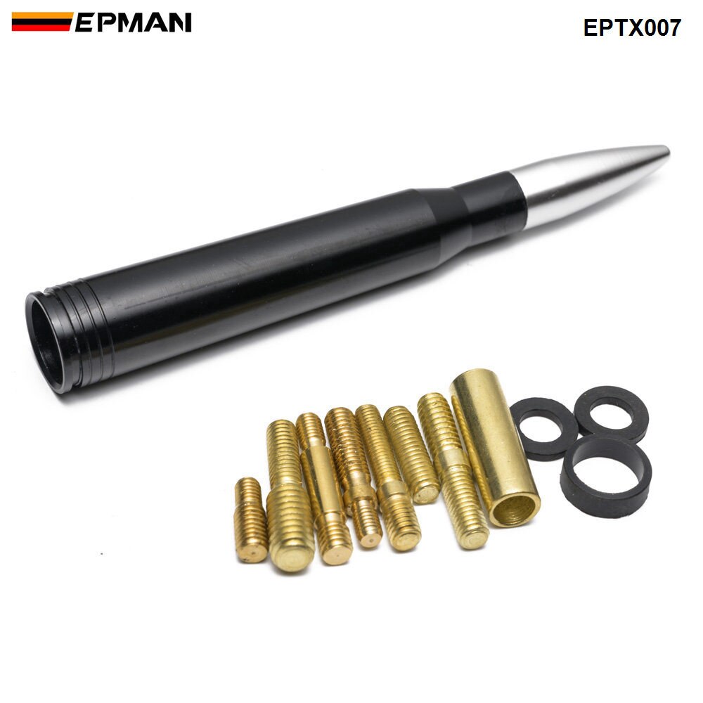 EPMAN Universal Aluminium Car SUV Antenna For Dodge Ram CRV RAV4 JEEP 50 Cal Caliber Short Antenna Kit EPTX007: Zilver
