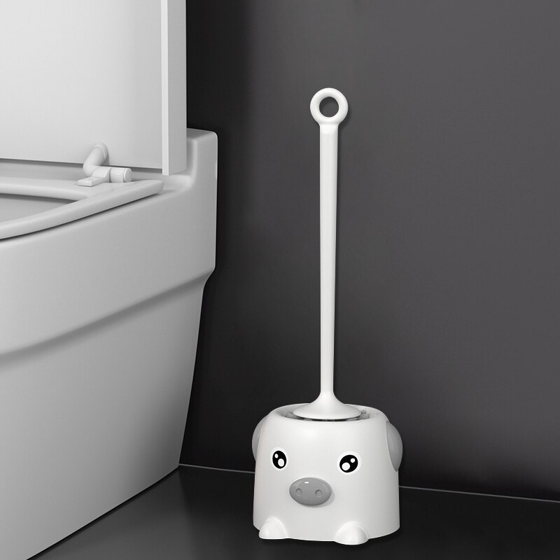 Thuis Toiletborstel Cleaner Kat Lange Handvat Platte Leuke Toiletborstel Kast Brosse Toilette Badkamer Accessoires: white