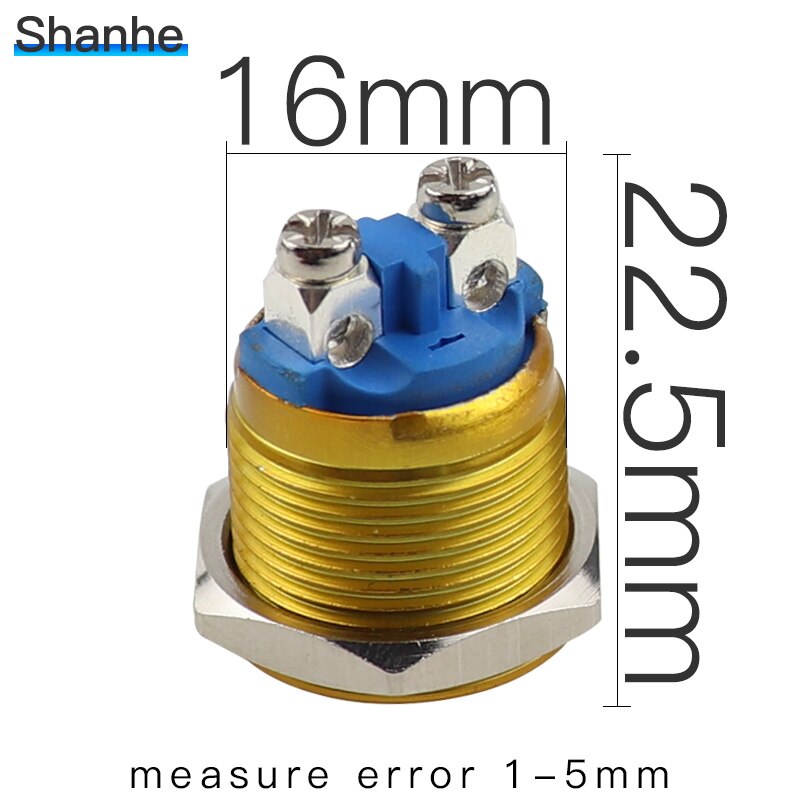16mm Metal brass Push Button Switch Momentary 1NO Car press button screw terminal