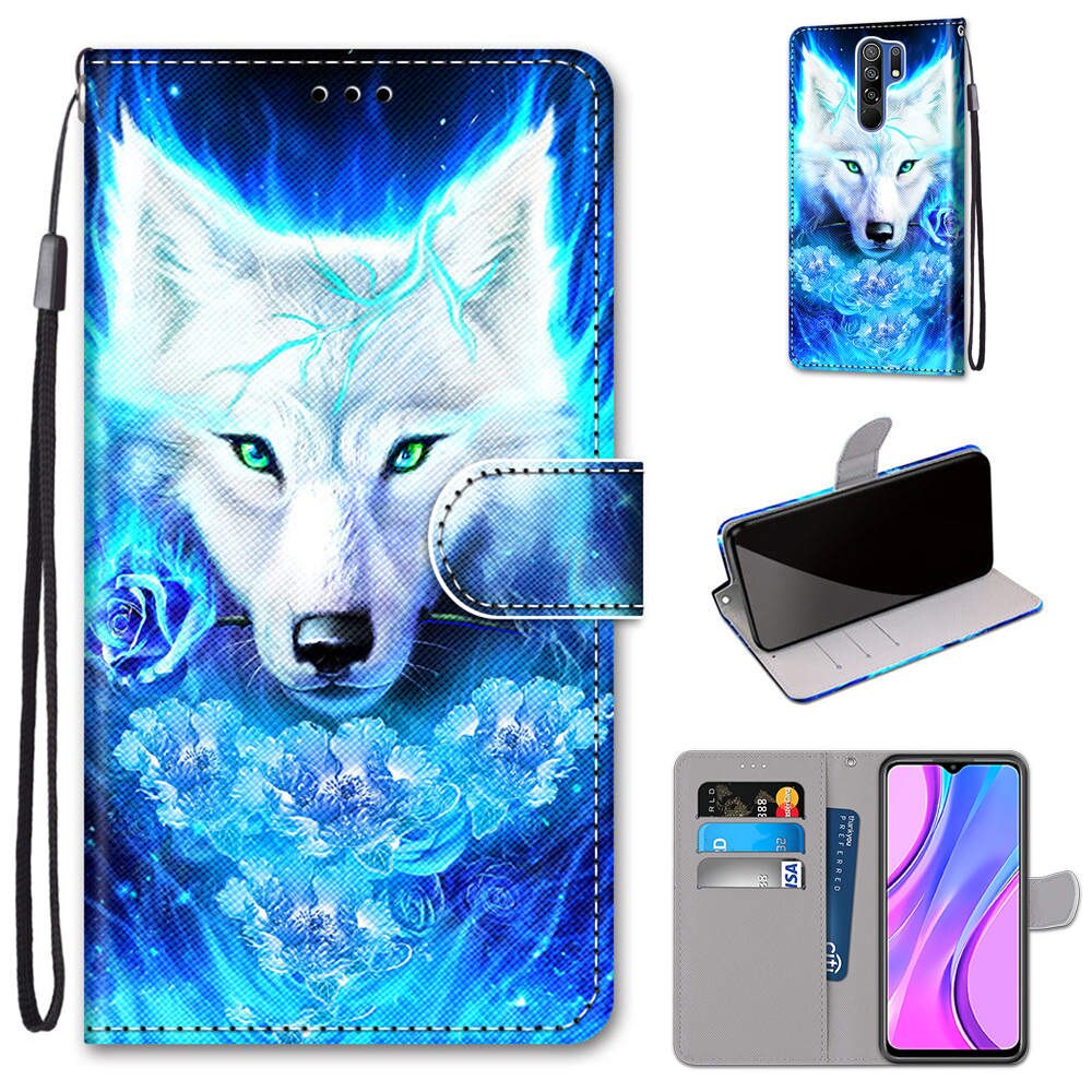 Custodia per Xiaomi Redmi 9 custodia Flip portafoglio in pelle custodia magnetica per Xiaomi Redmi 9 Redmi 9 custodie per libri Cute Anime Cat Fundas Bag: 16