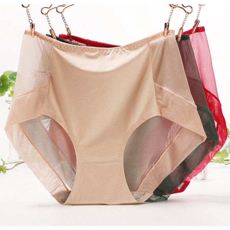 Sexy Ultra-thin Transparent Women Panties Large Sizes High Waist Traceless Perspective Mesh Underwear Plus Size Panties Xxxl