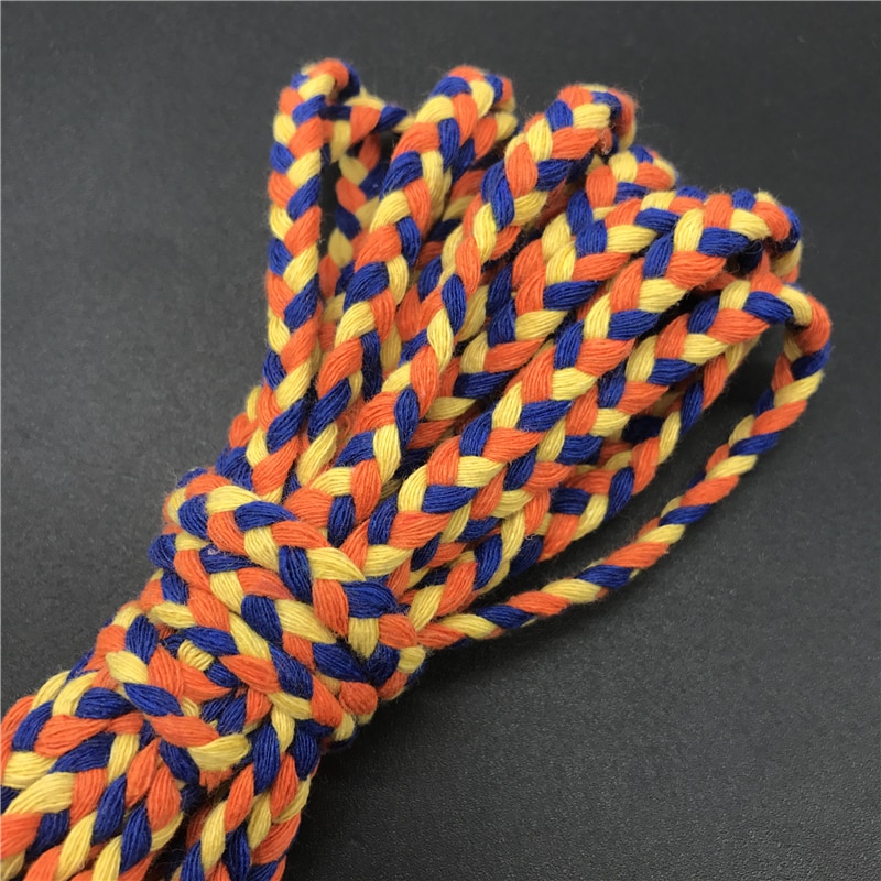 5 yards / lot 6mm bomulds reb fladt tricolor flettet reb håndværk dekorativt snoet snor reb til håndlavet dekoration: 04