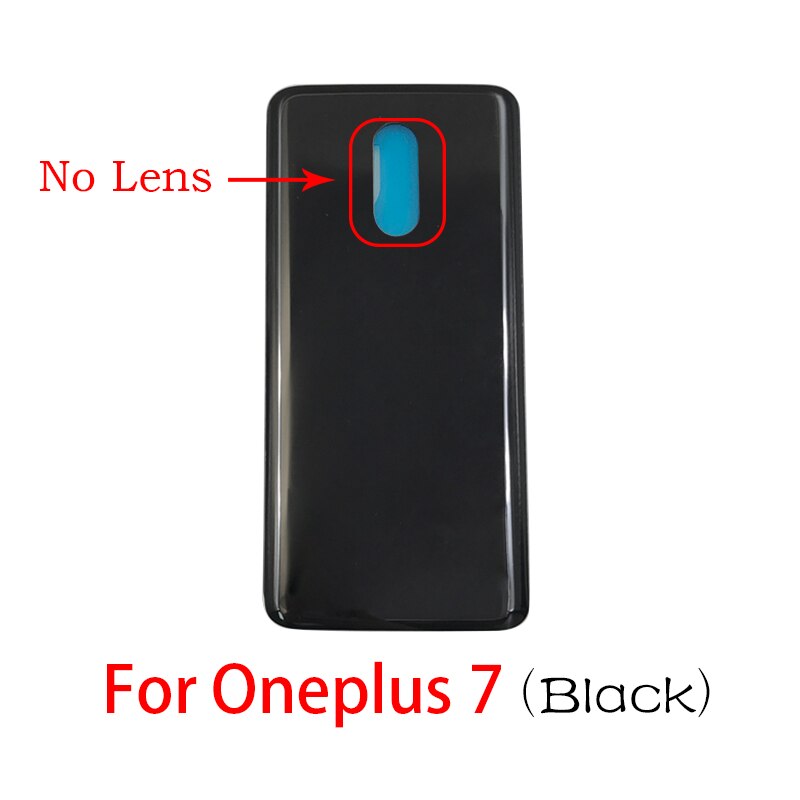 Back Battery Door Rear Housing Cover Case With Glass Camera Lens with Tape Replacement For Oneplus 7 Pro 7Pro: 7 Black No Len