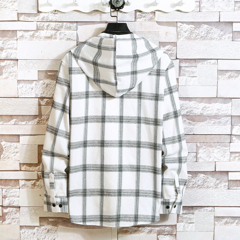 Plaid Style Autumn Spring 2022 With Hoodie Men‘s Hip Hop Punk Shirt Flannel Casual Clothes