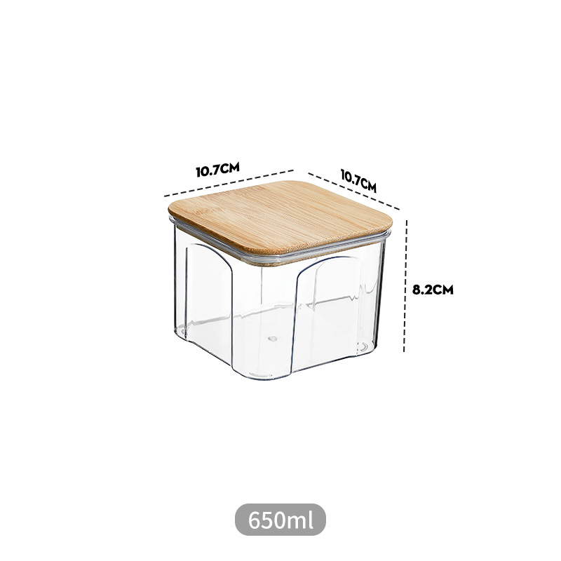PET Plastic Food Sealed Storage Box with Bamboo Lid Coffee Beans Pasta Kitchen Storage Containers Household Kitchen Organizers: light green