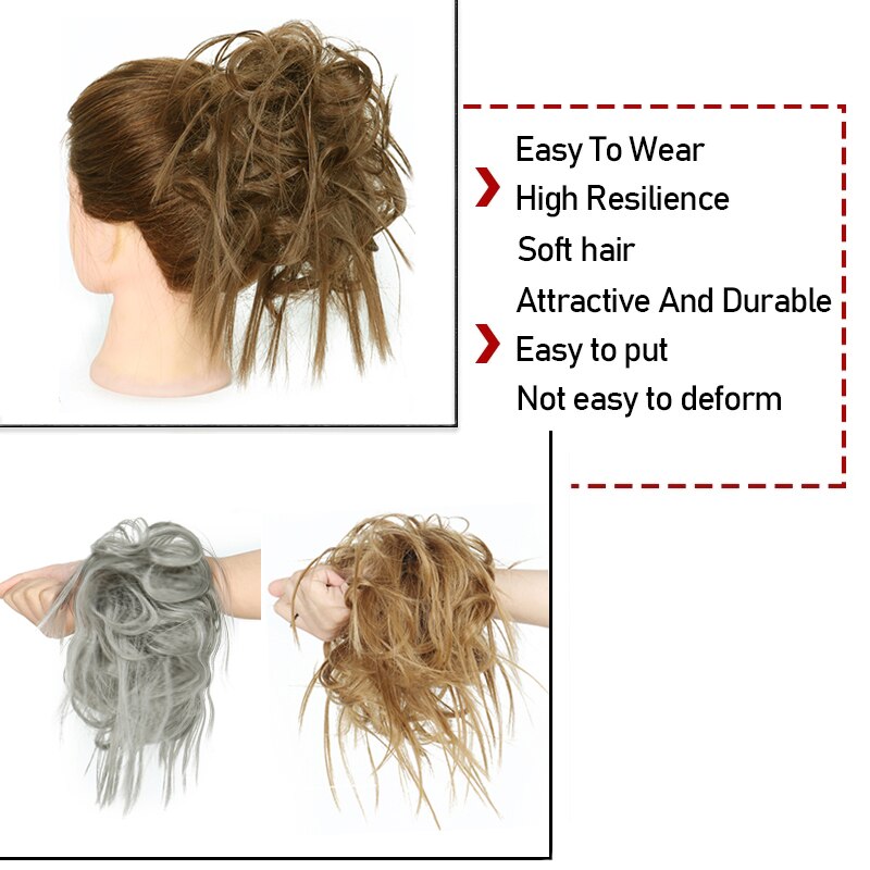 Werd Rommelig Haar Ring Fiber Synthetische Hittebestendige Pruik Broodje Krullend Elastische Haarband Dames Mode Haar Ring Natuurlijke Pruik