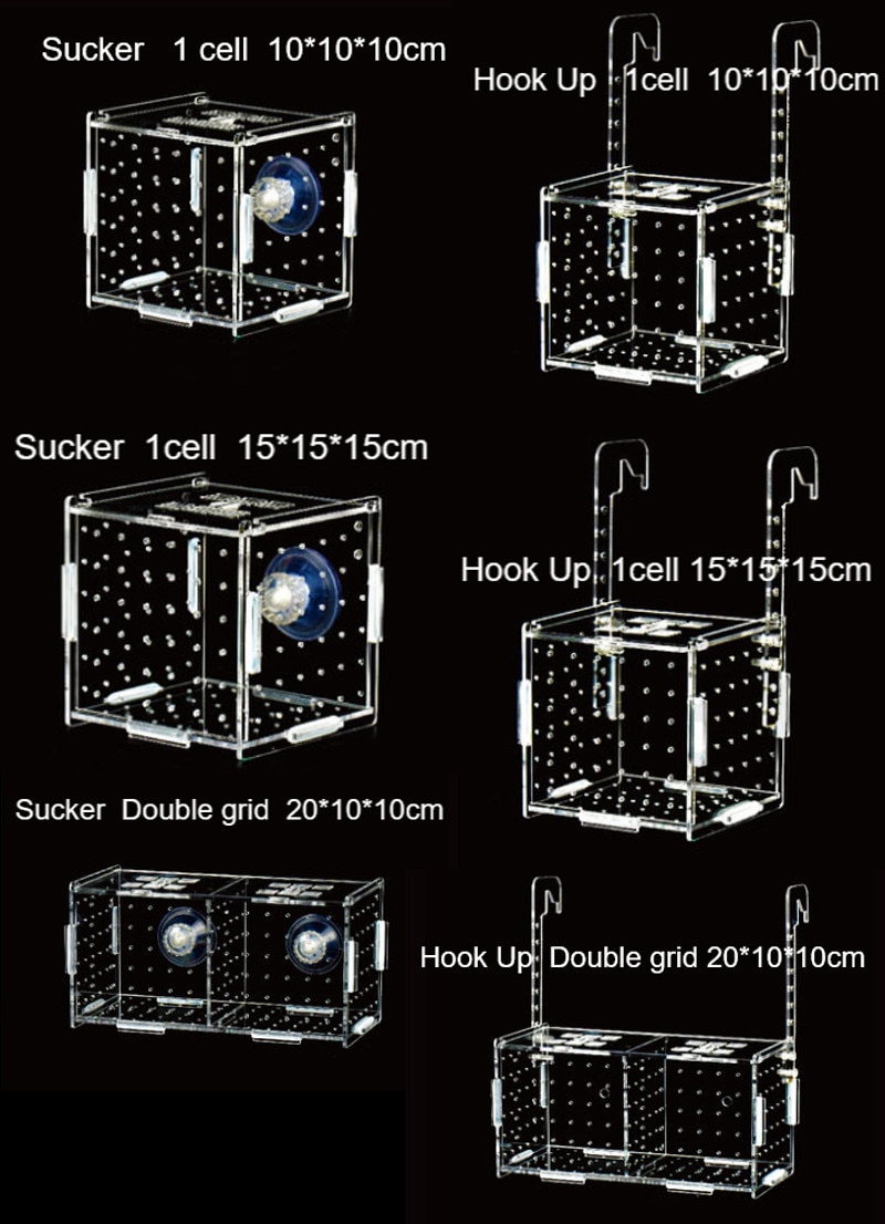 Acrylic transparent isolation box for fish tank aquarium fish fry hatching reproduction single and double grid