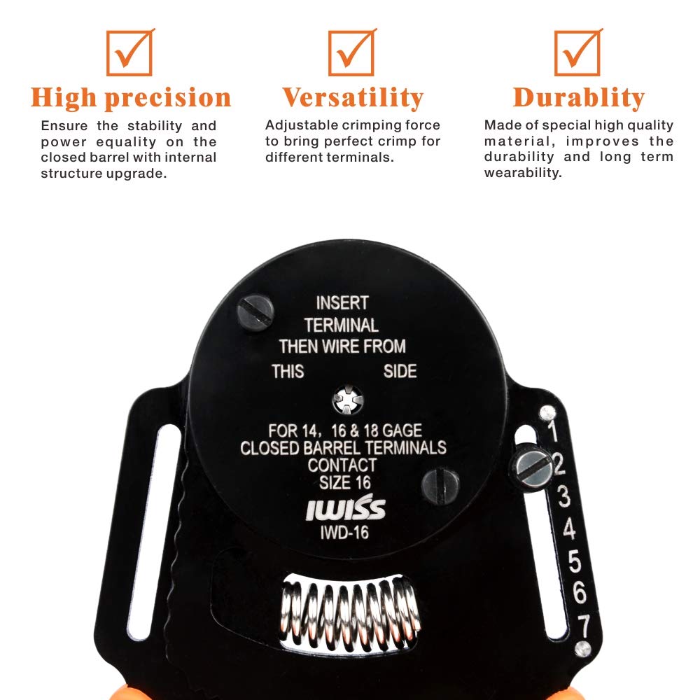 Iwiss IWD-16 Mini Crimper Piller 18/16/14 Awg Hand Tool Voor Deutsch Connector Deutsch Dt, Dtm, dtp Terminal W2 Tang