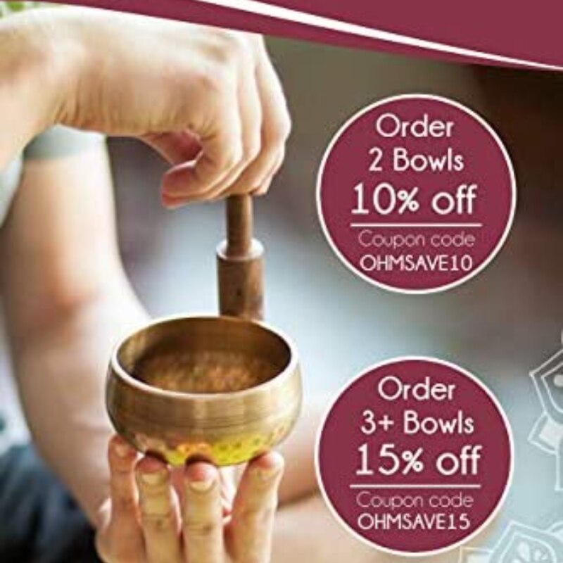 Tibetan Singing Bowl Se,Meditation Sound Bowl Handcrafted in Nepal for Healing and Mindfulness