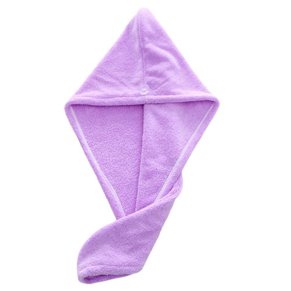 1pc couleur unie microfibre grande serviette magique cheveux doux chapeau rapide séchage serviette séchage rapide casquette W8X9: Purple
