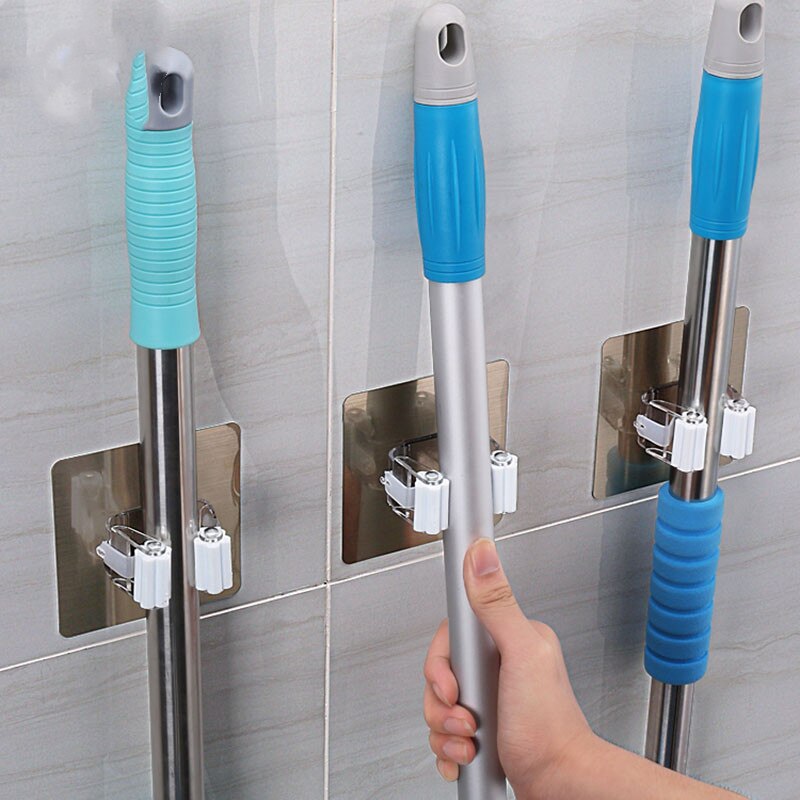 Adhesive Multi-Purpose Hooks Wall Mounted Mop Organizer Holder RackBrush Broom Hanger Hook Kitchen bathroom Strong Hooks