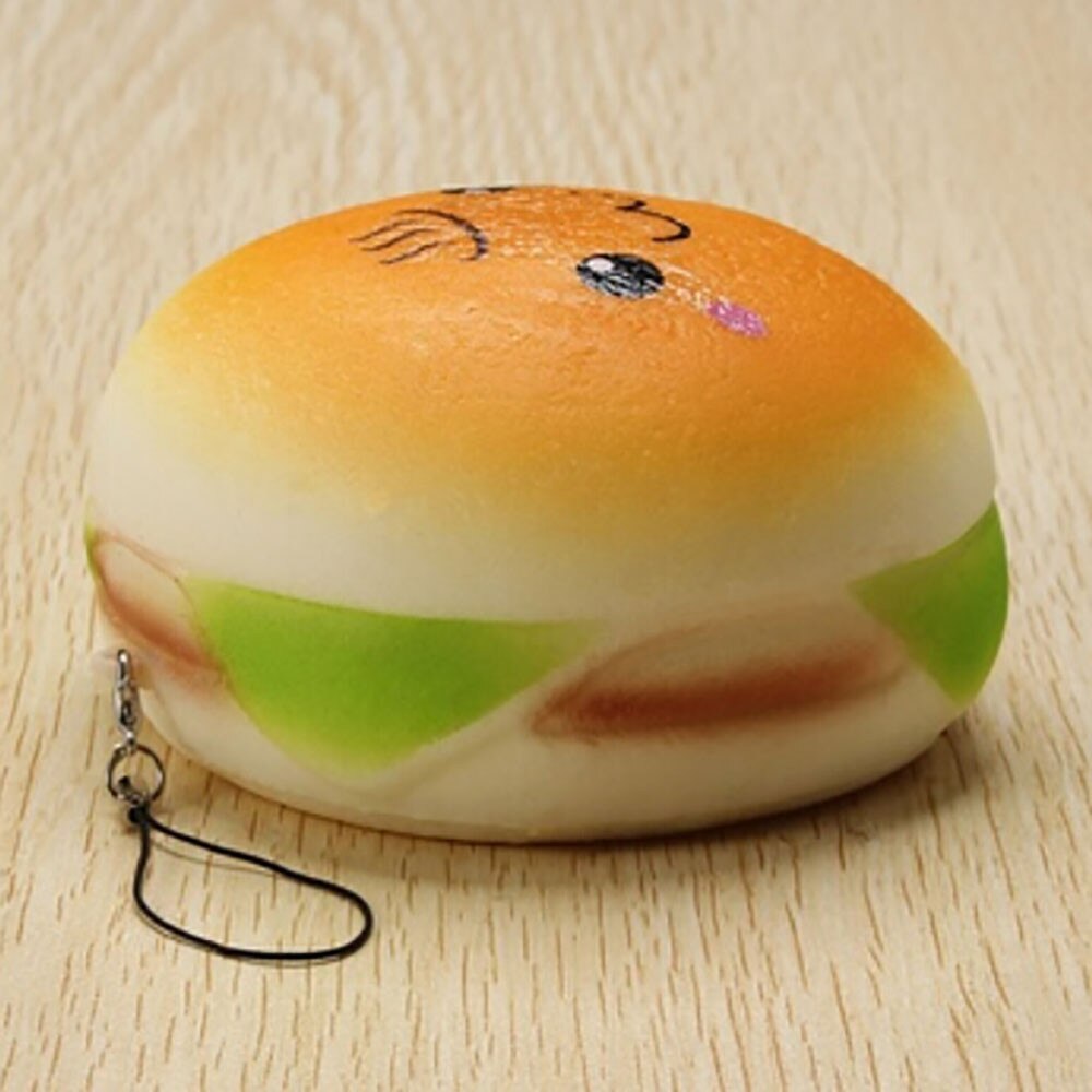 Relax toys 10cm Squishy Hamburger Toy amusing Lovely Bread Bun Cellphone Bag Strap Pendant Charms fascinating decorator D301227