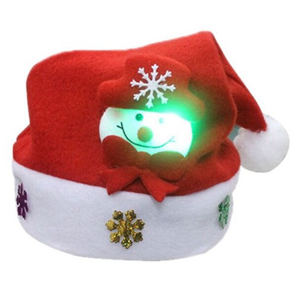 ! Sneeuwpop Patroon Met Led Verlichting Kinderen Hoed Cap Kerstmuts 30*25 Cm