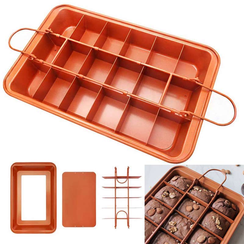 Niet Stok Brood Pan Mold Carbon Staal Brownie Bakken Pan & Verwijderbare Verdelers 18 Holte Chocolade Cakevorm Bakken Accessoires