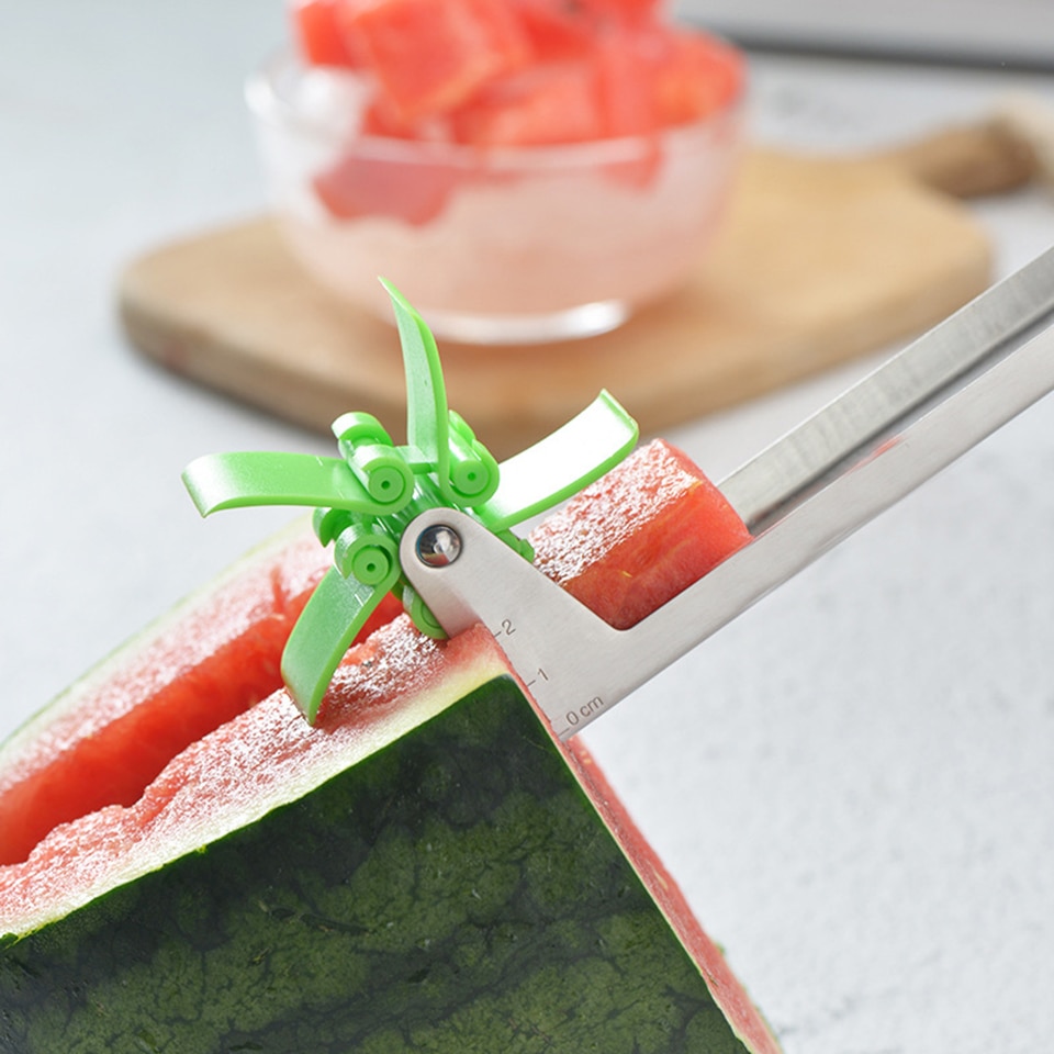 1pc watermeloen windmolen snijder keukengadgets meloen fruit groente snijgereedschap meloen blokjes snijder roestvrij staal