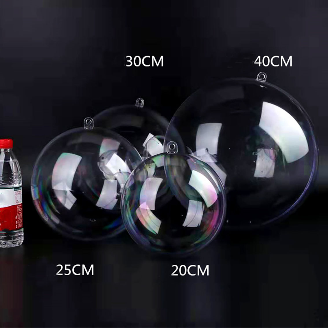 Diameter 10-200mm genomskinlig plast ihålig boll transparent boll för gör-det-själv handgjord dekoration spelkonsol konstverk