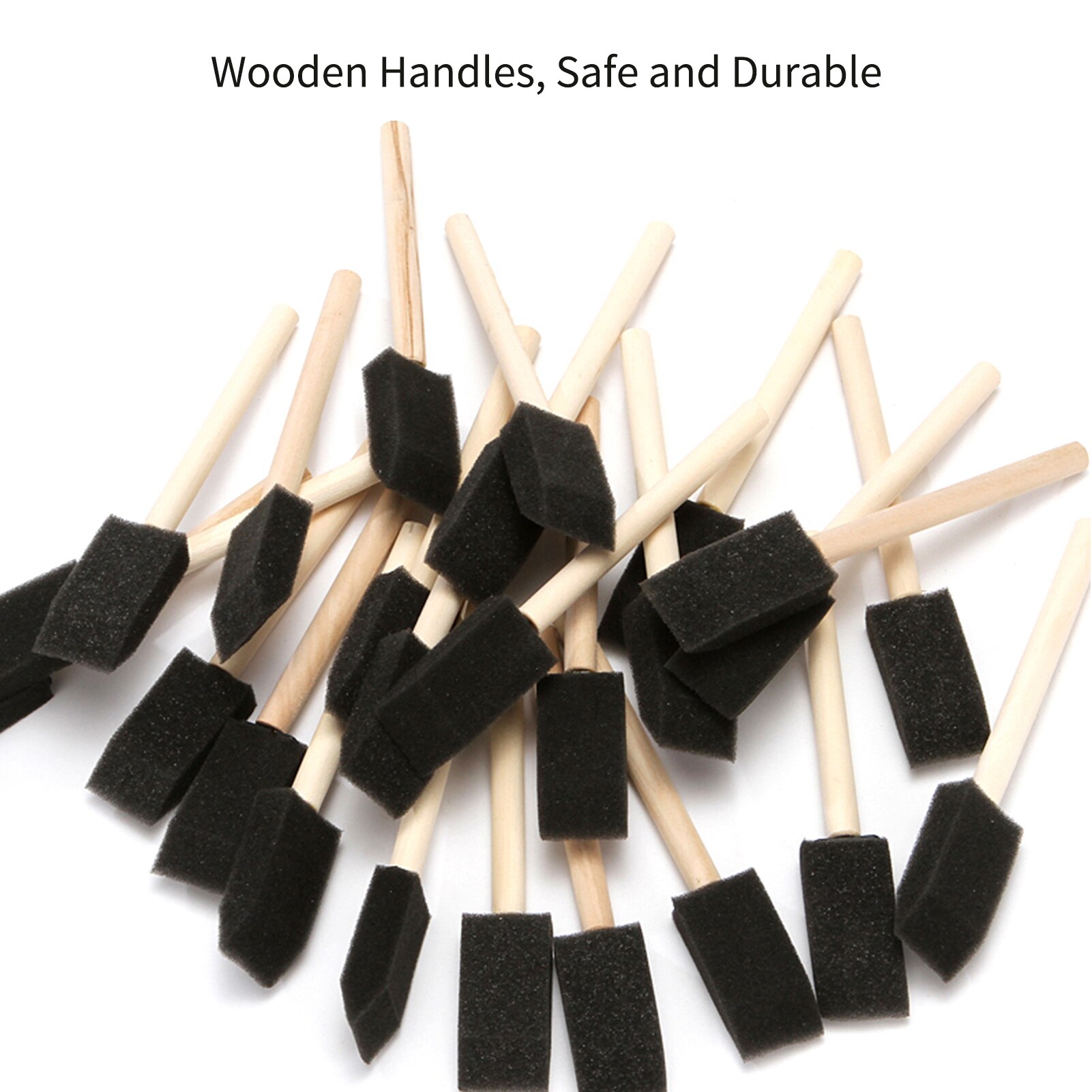 25 Stuks 1-Inch Foam Brush Set Spons Verf Borstels Houten Handvat Lichtgewicht Voor Tekening Schilderen Kleuring Art En ambachten