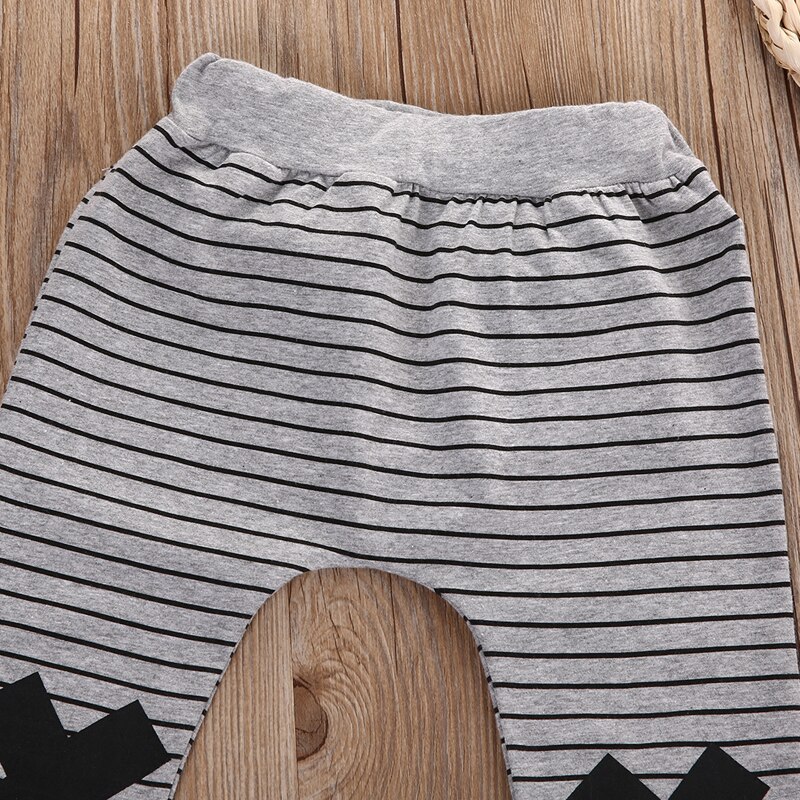 Autumn Casual Grey Striped Newborn Toddler Baby Boy Girls Elastic Waist Mid Cotton Pants Outfit 0-24M Baby Clothes