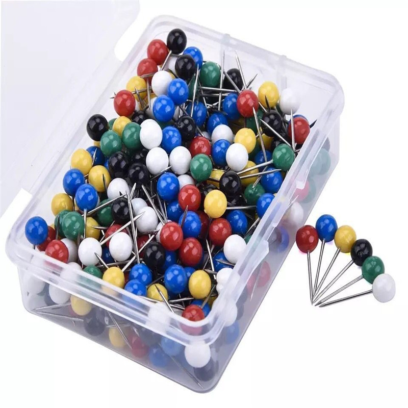 300 stk farvede kortstifter thumbtacks pushpins rundt hoved push push pins til korkplade dekorative metal plast pin 6 farver 5mm