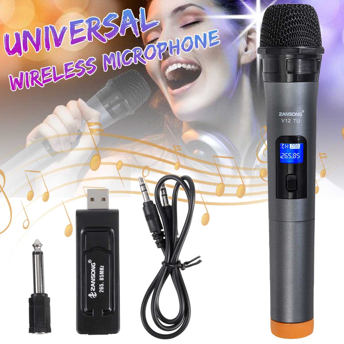 Universele Uhf Draadloze Professionele Handheld Microfoon Met Usb Ontvanger Voor Karaoke Microfoon Voor Kerk Prestaties Versterker