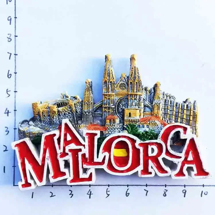 Imanes de nevera Mallorca de España, Castillo de Majorca Palma, Cuenca Ronda, decoración conmemorativa del turismo, manualidades, pegatina magnética para refrigerador,: Rosa