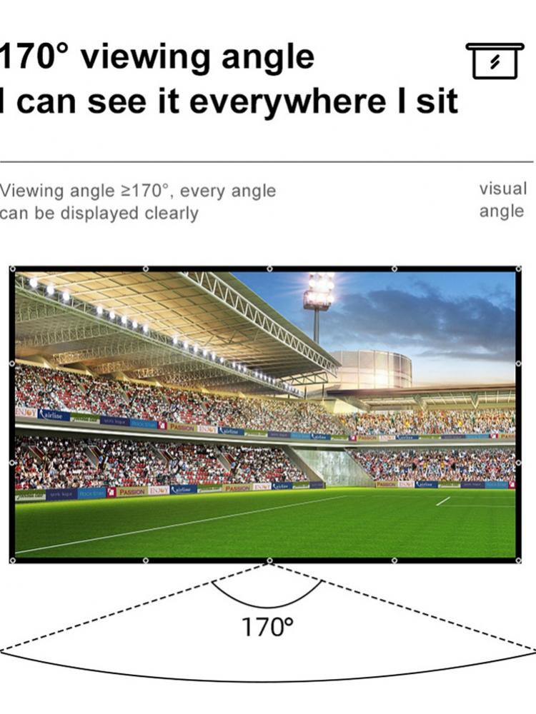 Portable Outdoor Movie Reflective Cloth 16:9 Projector Screen Fabric 60 84 100 120 130&#39; Screen Projection 3D Film Wall Mounted