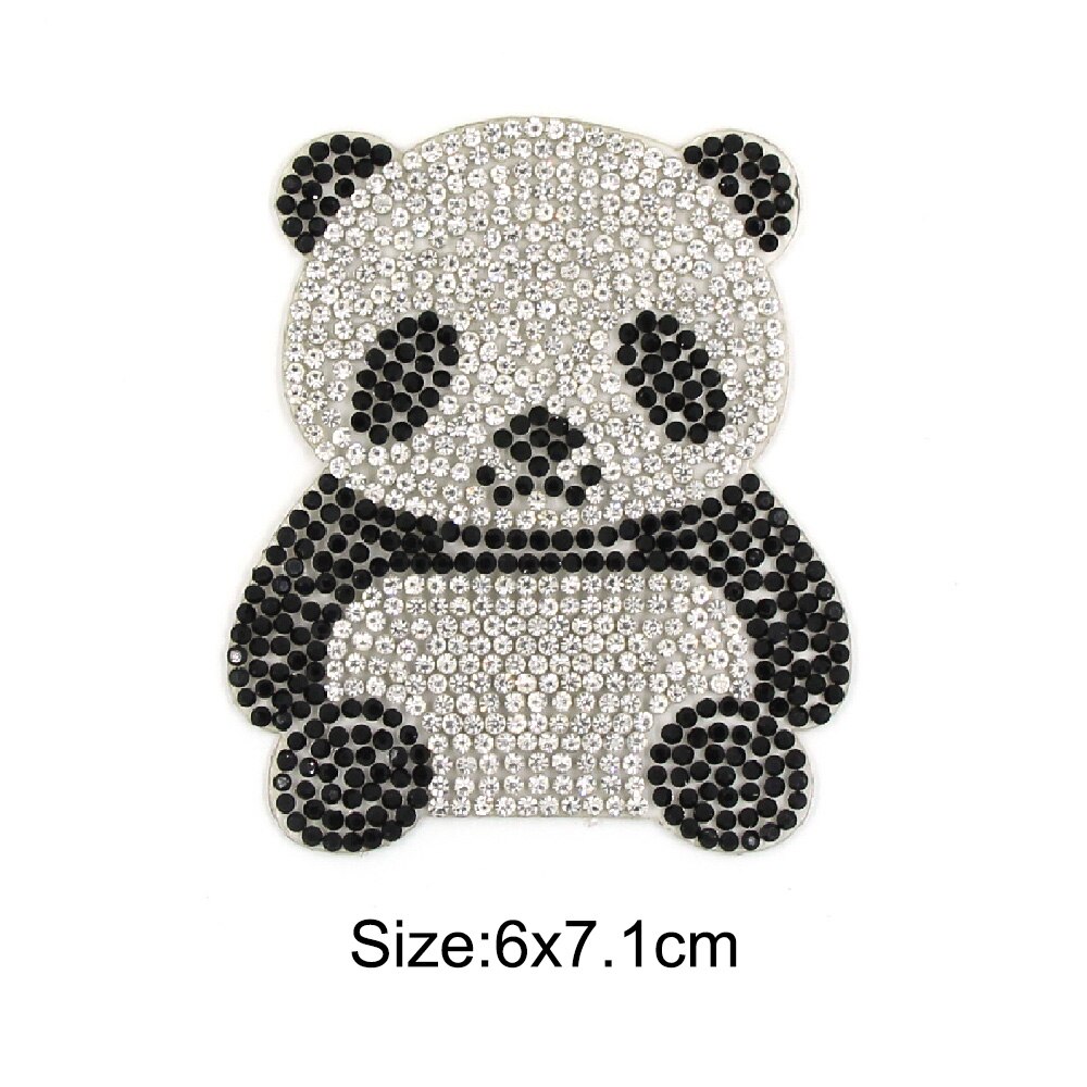1 stuk kristal strass panda patches voor kleding strijkbaar geborduurde patches dieren strass applicaties diamant stoffen sticker