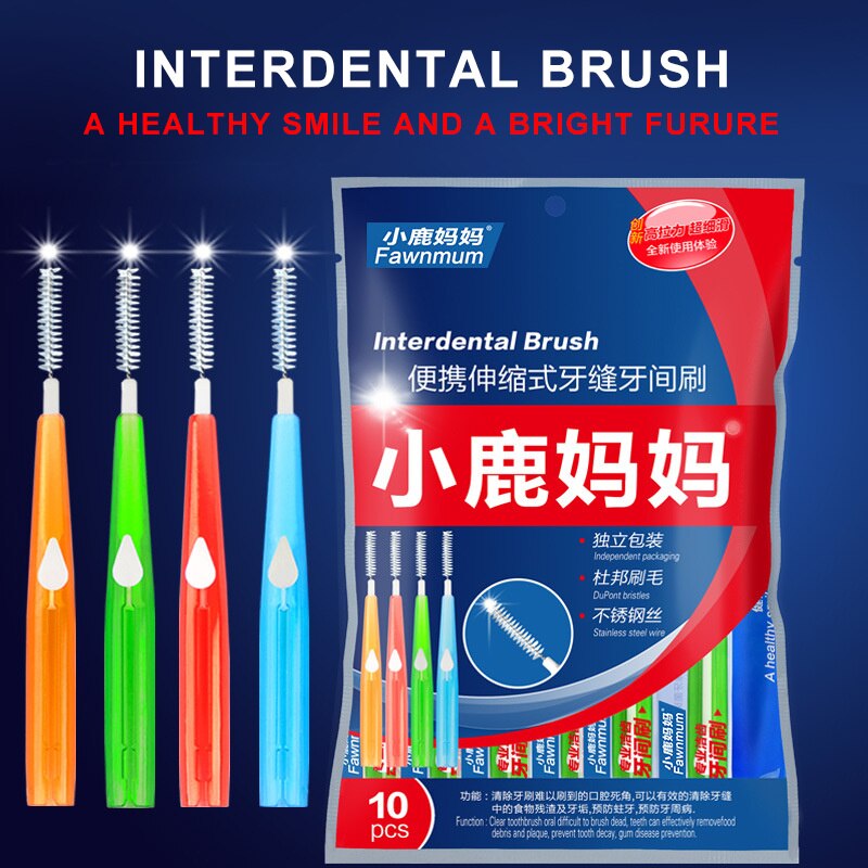 10pc push-pull voksne interdental børste ren mellem tænderne tandtråd tandstikker mundplejeværktøj interdental børste tandtråd