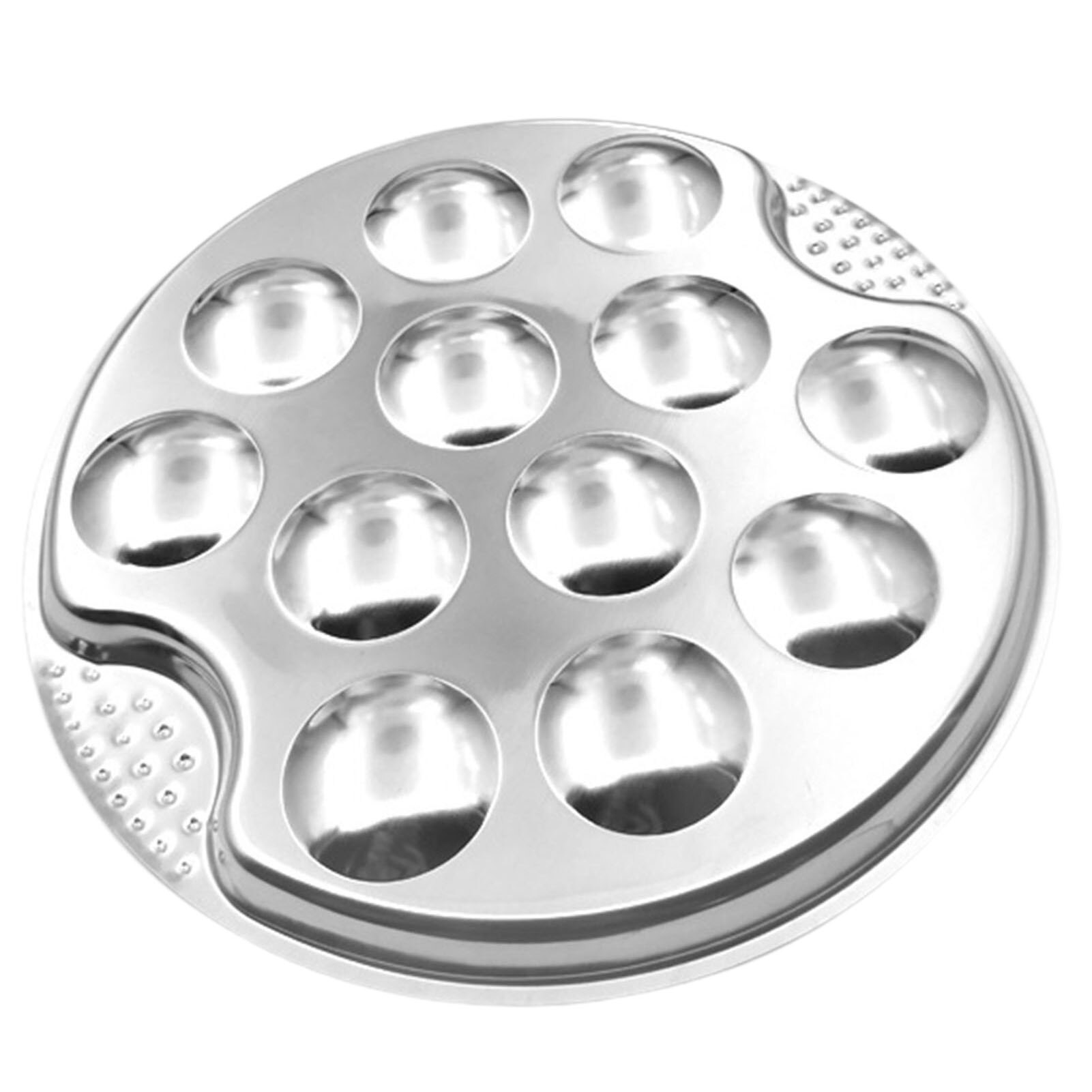 Oystr-plato de acero inoxidable de 8 ranuras, plato para servir a la parrilla, para salsa de ostiones, limones, mariscos, para el hogar y restaurante: Snail Dish Plate