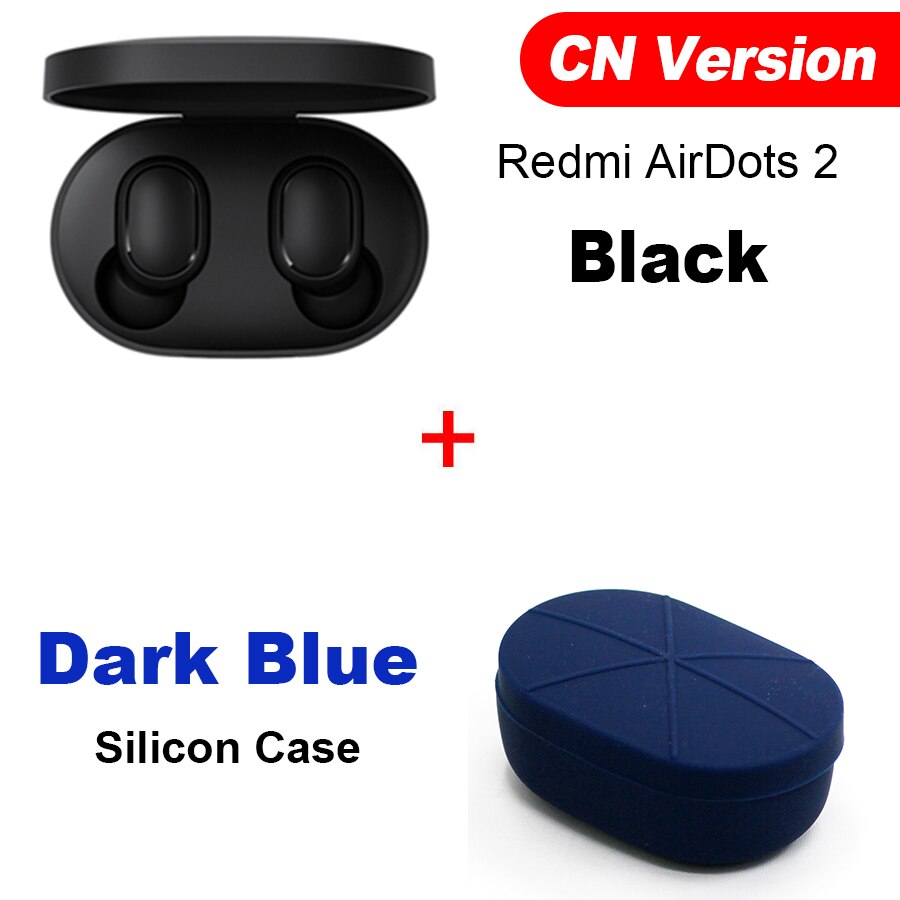 Xiaomi-Auriculares intrauditivos estéreo Bluetooth 5.0 con micrófono, audífonos inalámbricos TWS con control AI, con estuche de carga, Redmi AirDots 2: CN N Dark Blue Case