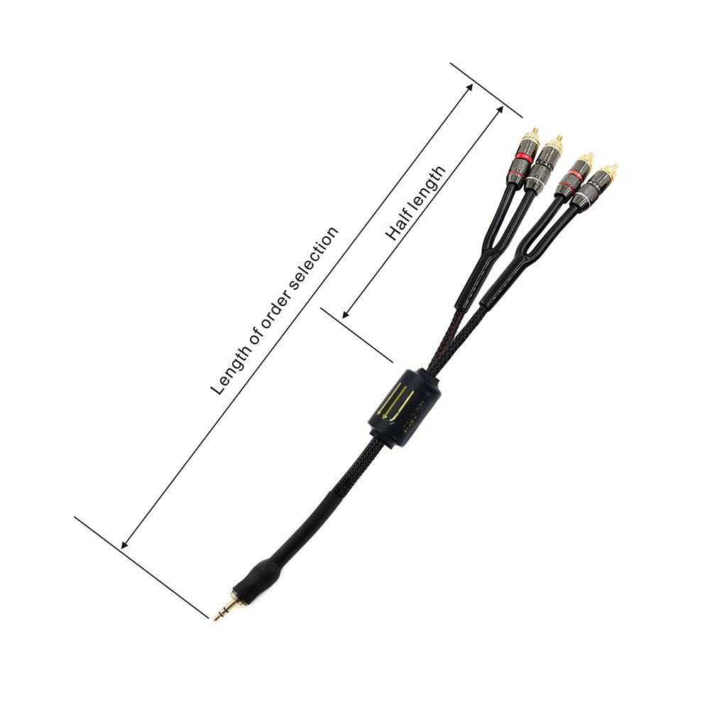 Shielded aux Input 3.5mm Output Splitter Stereo Audio Cable Out 3.5 Male to 4 RCA Male in Dual Speaker Cord 1 in 2 out