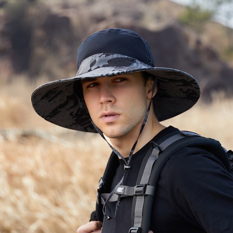 Outdoor Summer Fishing Hats Men Anti-UV Sunshade Breathable Hiking Beach Bucket Hat Male Fisherman Waterproof Quick Dry Cap